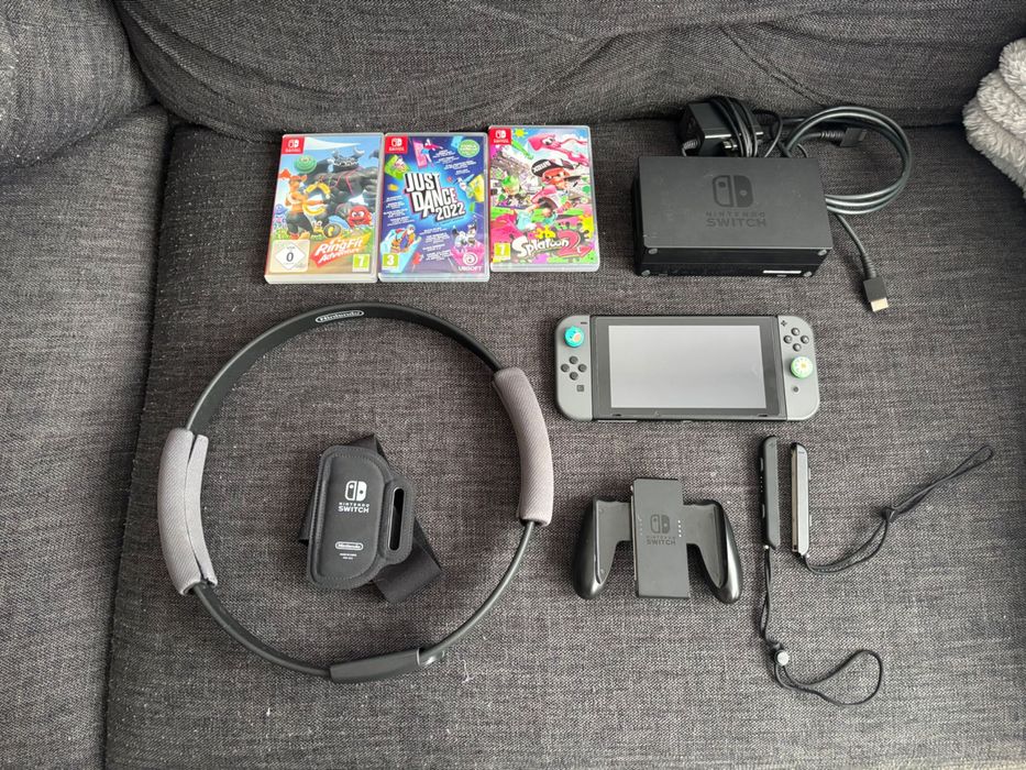 Nintendo Switch V1 MEGA ZESTAW + Ring Fit + gry