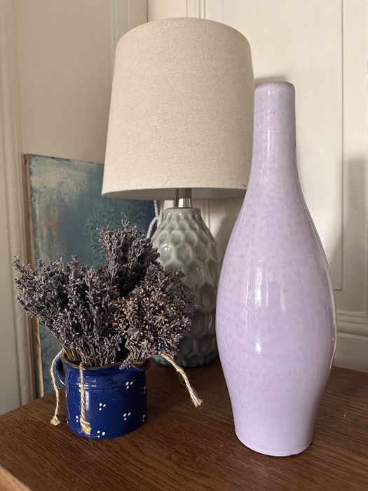 Duży ceramiczny liliowy wazon ręcznie robiony na kole rękodzieło