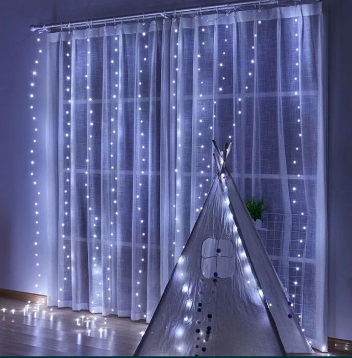 Гирлянда штора 3*2м Освещение РАБОТА ОТ ПАВЕРБАНКА Гірлянда Герлянда