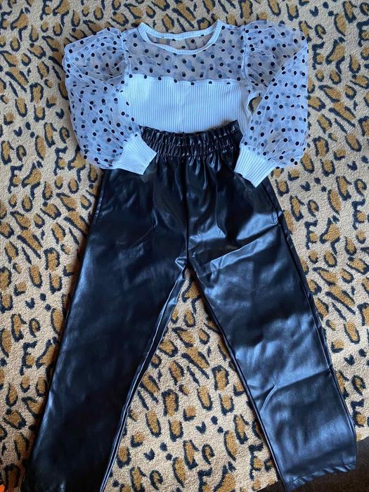 Набор костюм блузка кофта штани еко шкіра школа