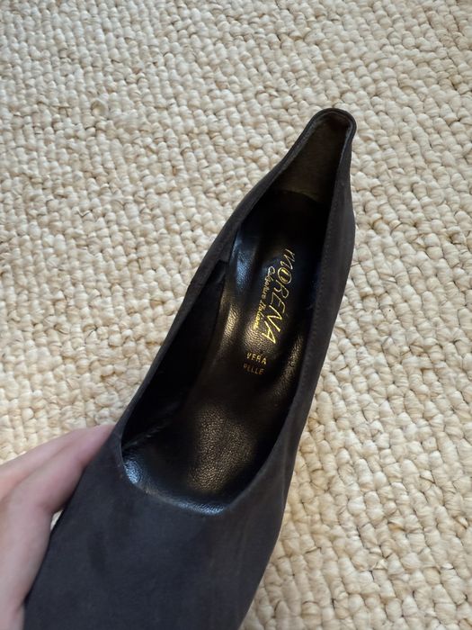 Czółenka szare i brązowe zamsz 40 (dwie pary)