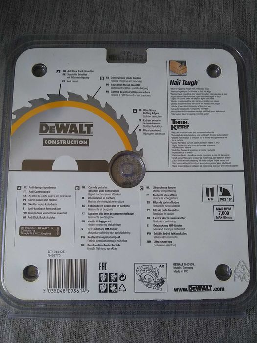 Tarcza Pilarska DEWALT DT1944 DO DREWNA 190x30mm 24 Zęby