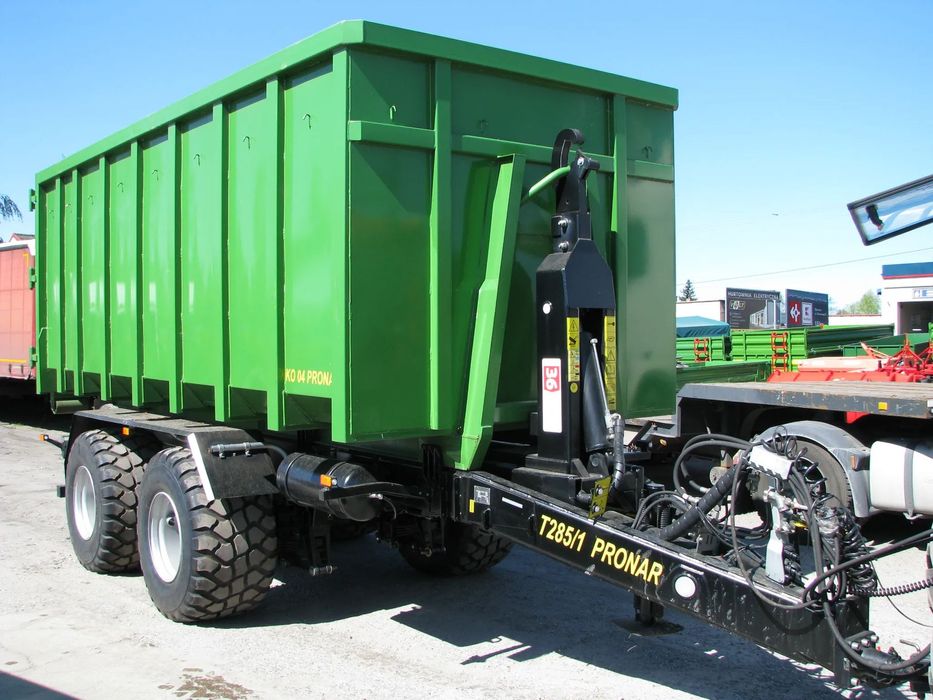 Pronar Przyczepa hakowa PRONAR T-285/1 - 17,7t do obsługi kontenerów rolniczych, budowlanych i komunalnych oraz platform  transportowych,  Kontener KO-04 -13,5t, Kontener KP-10 -7ton  Dostępny w Rad Masz Opoczno