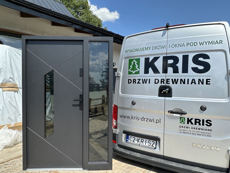 Drzwi zewnętrzne drewniane z Doświetlem RAL U-0.80 Montaż