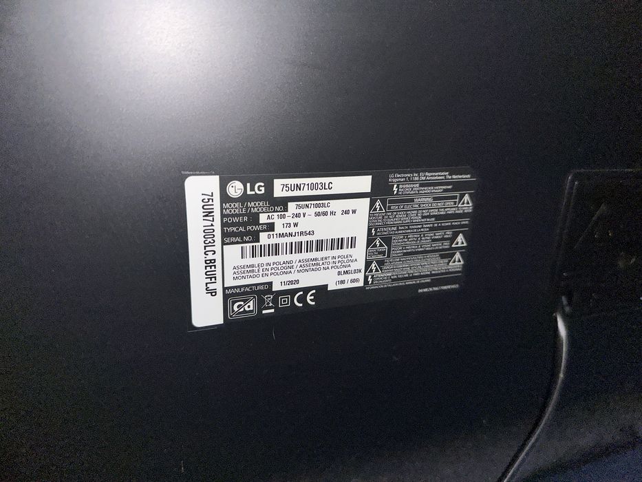 Телевізор LG 75UN71003LC  75 дюймів в ідеальному стані