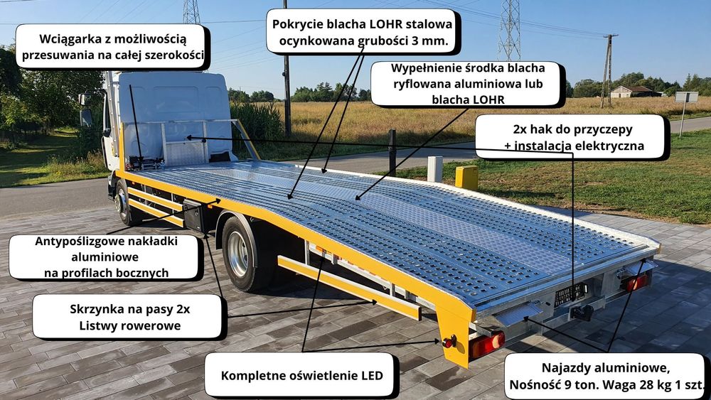 Mercedes Atego zabudowy najazd laweta producent małopolskie Axor 12-14