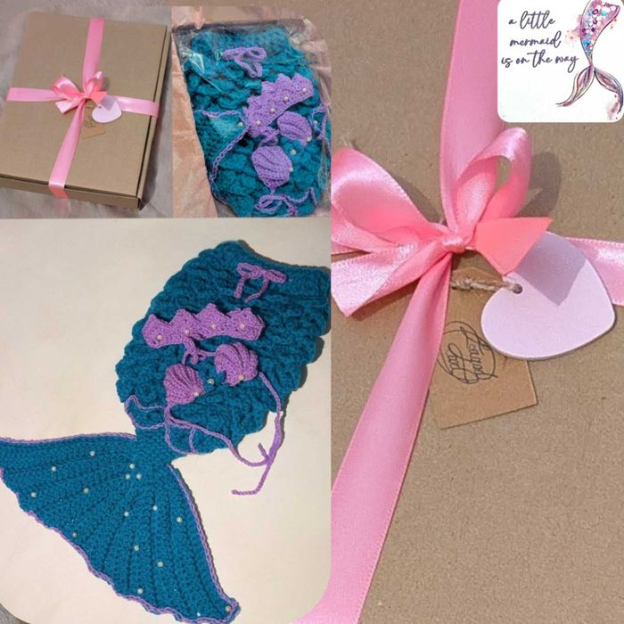 Szydełkowy Strój Syrenki dla Noworodka 0-3 miesięcy