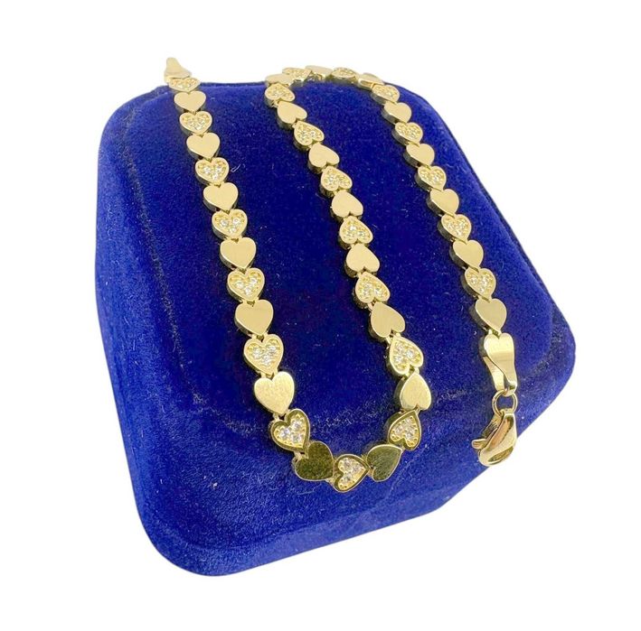 Piękna złota bransoletka serca 4,41G 585 DŁ.19CM