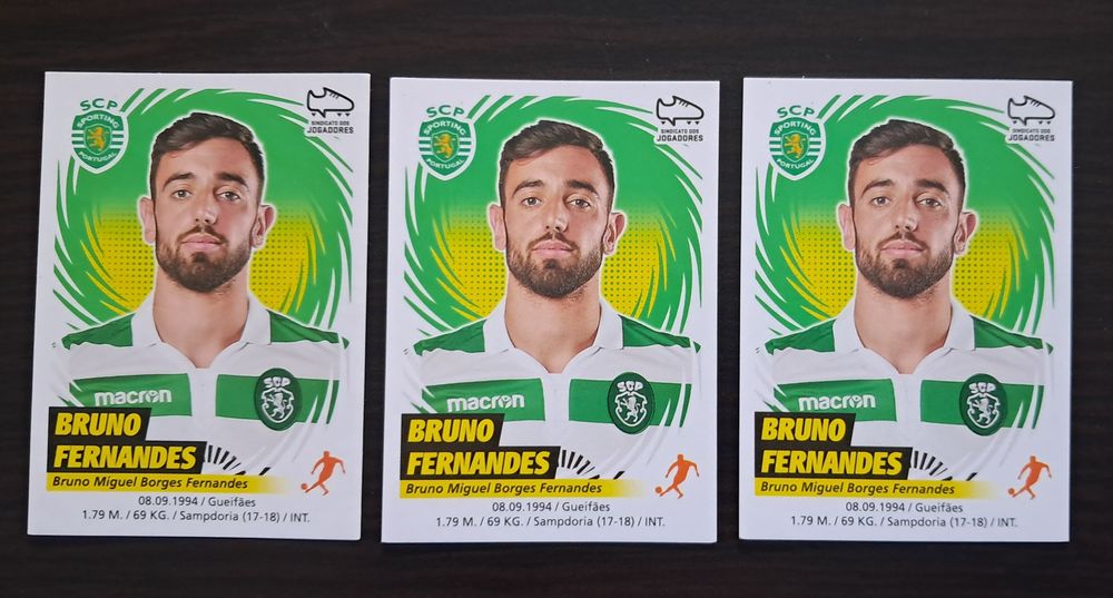 3 cromos futebol de Bruno Fernandes da Panini
