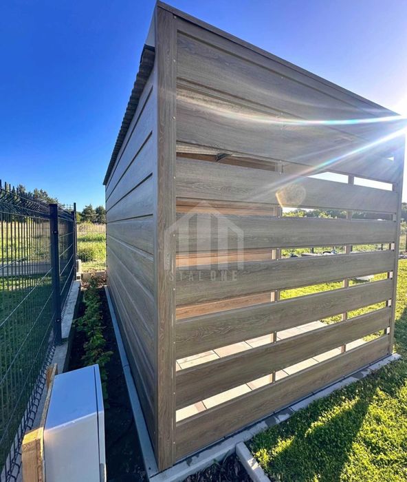 Schowek - domek ogrodowy + wiata 1,5m - drzwi - drewnopodobny SO103