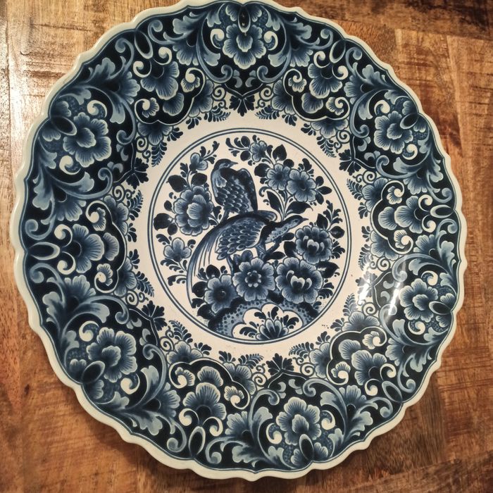 Piękny talerz w pawie, DELFT
