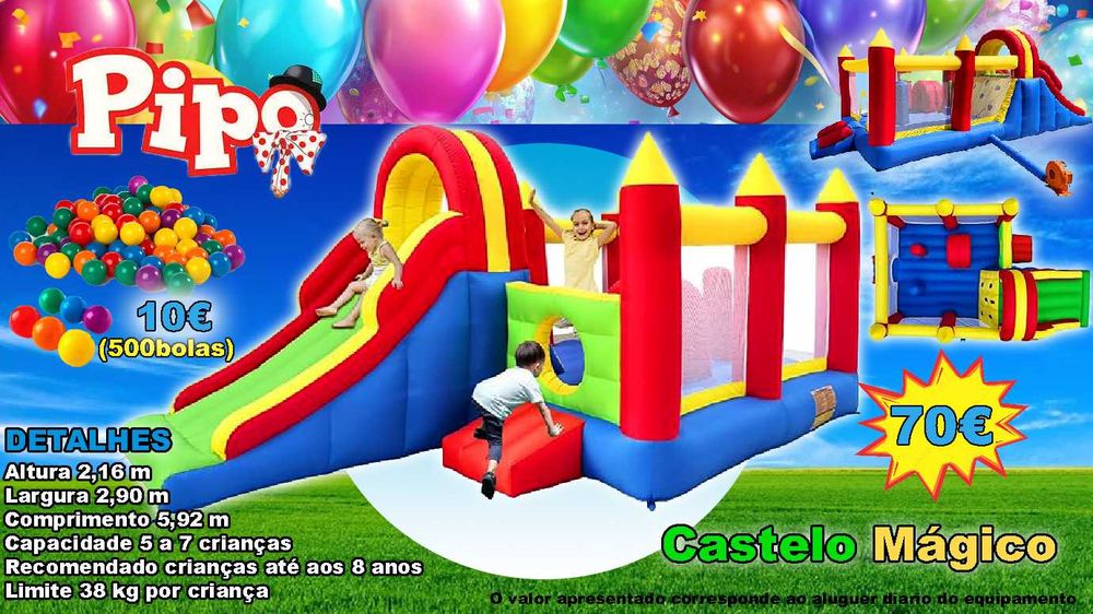 Alugo Insuflável, trampolim e mascotes low cost para animar a festa