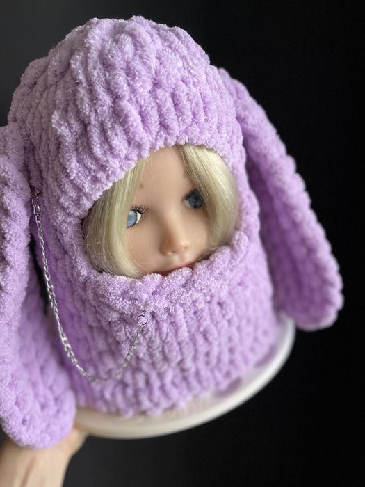 Балаклава шапка плюшевая с ушами зайчика,котика,мишки,детская/взрослая