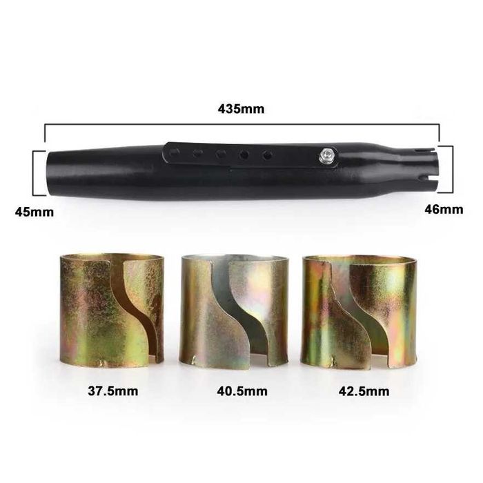 Ponteira Escape Universal Chopper Bobber 435mm Cromado Preto Mate