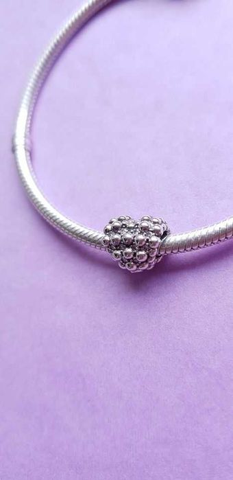 charms zawieszka srebro 925 lśniące serce z koralików