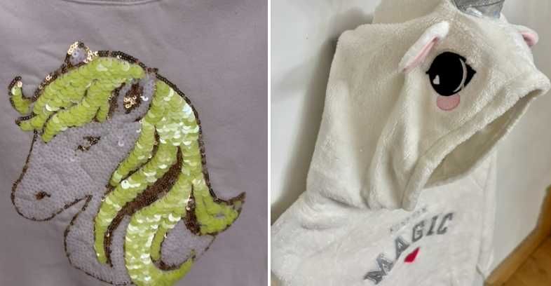 Unicorn, Jednorożec 2 bluzy HM cekiny brokat