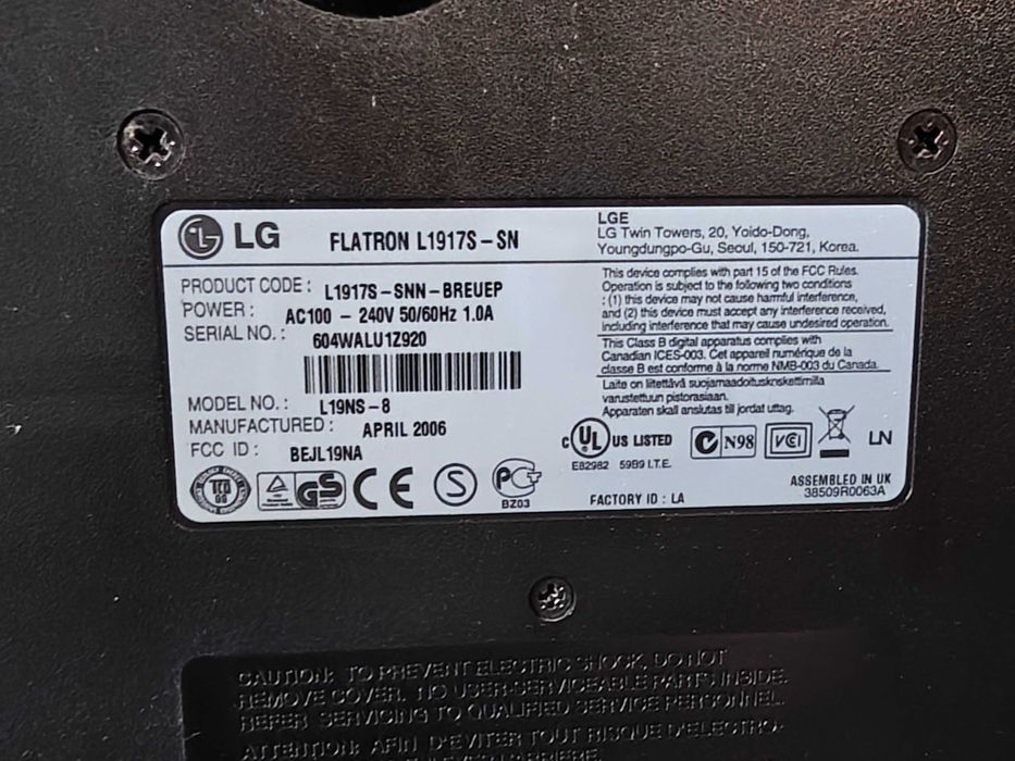 Monitor LG Flatron L1917S