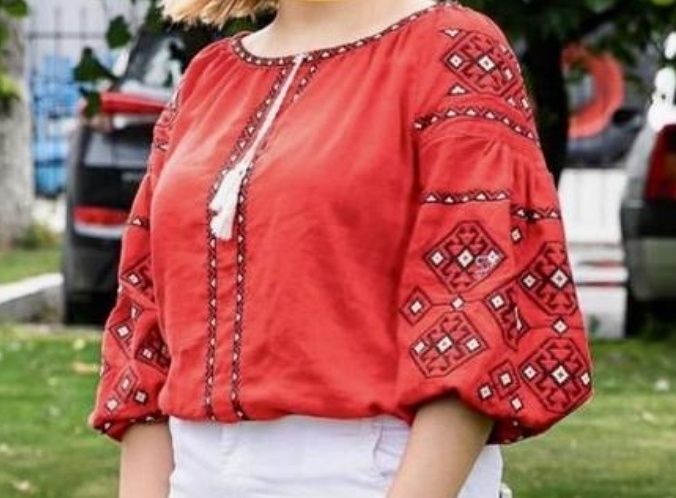 Вишиванка, червона натуральна, націонал на сорочка