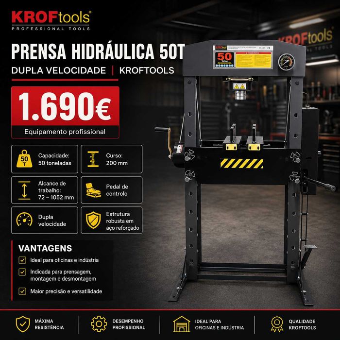 PRENSA HIDRÁULICA 50T DUPLA VELOCIDADE KROFTOOLS LL29