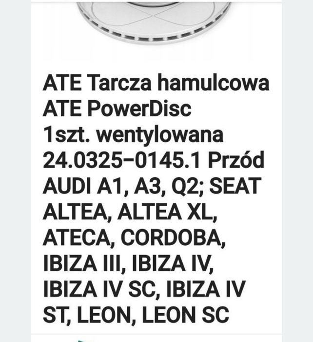 Nowe Tarcze ATE 5x 112 vw audi skoda