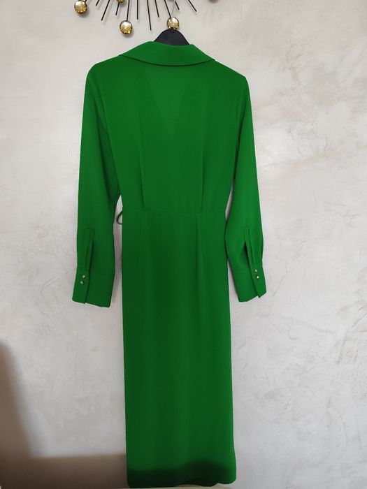 Butelkowa zieleń sukienka maxi mango S długa szykowna Glamour instagir