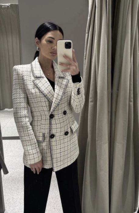 Zara пиджак твидовий