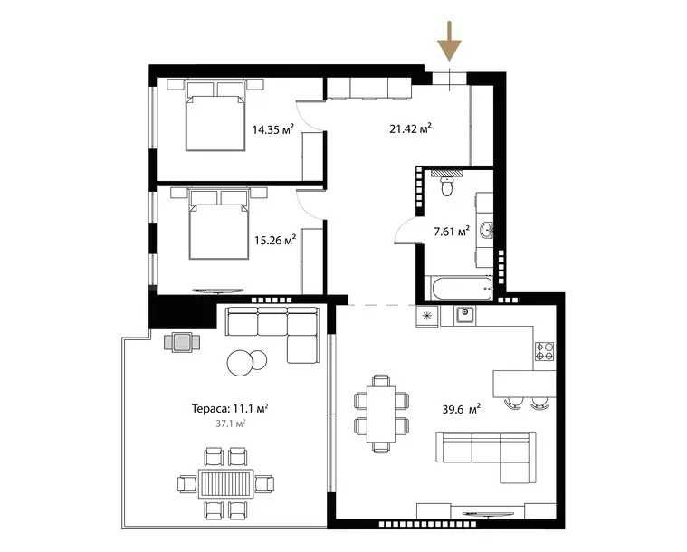 2-кімнатна квартира у ЖК GRAND HILLS, Ужгород - GH 5.29