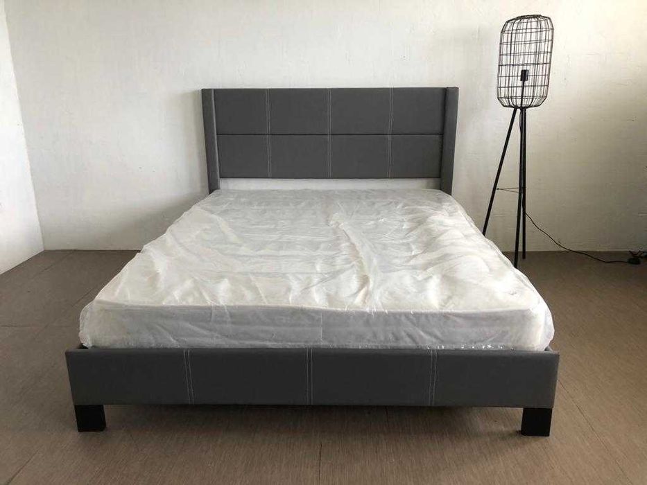 New Gray Double Bed with Slatted Base and Headboard!!64285658446081120