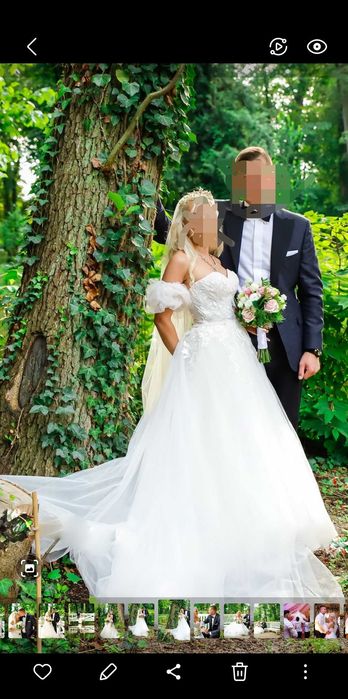 Suknia ślubna księżniczka xs 2023 z trenem 164cm