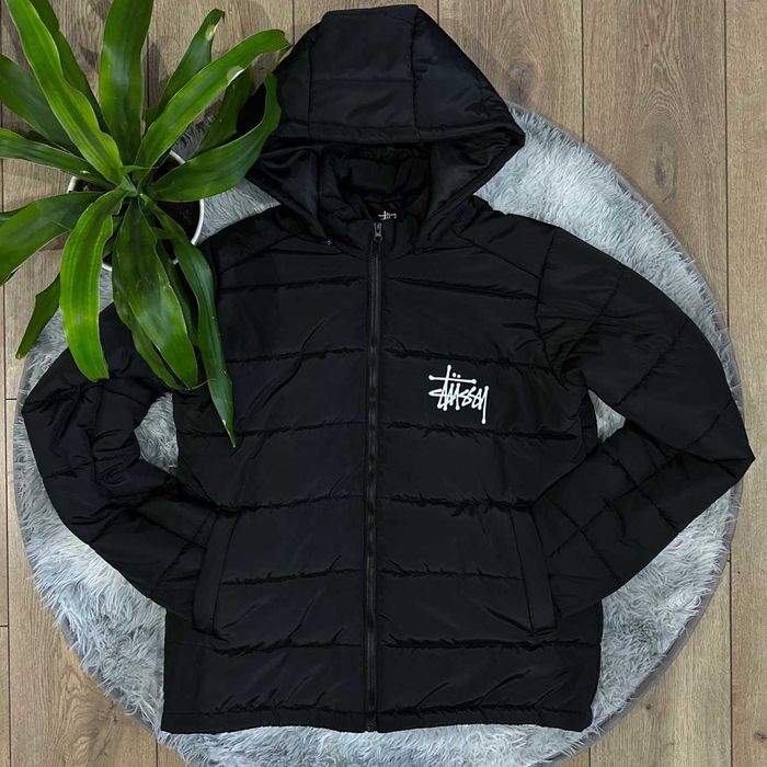 Черный Микро Пуховик STUSSY - Куртка Зимова Стусси