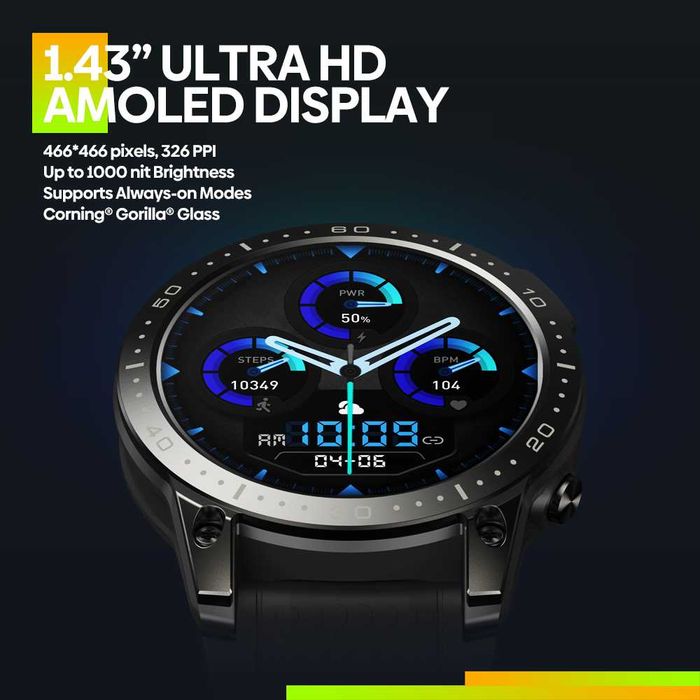 СмартГодинник СмартЧасы SmartWatch Zeblaze Ares 3 Pro Abyss Black