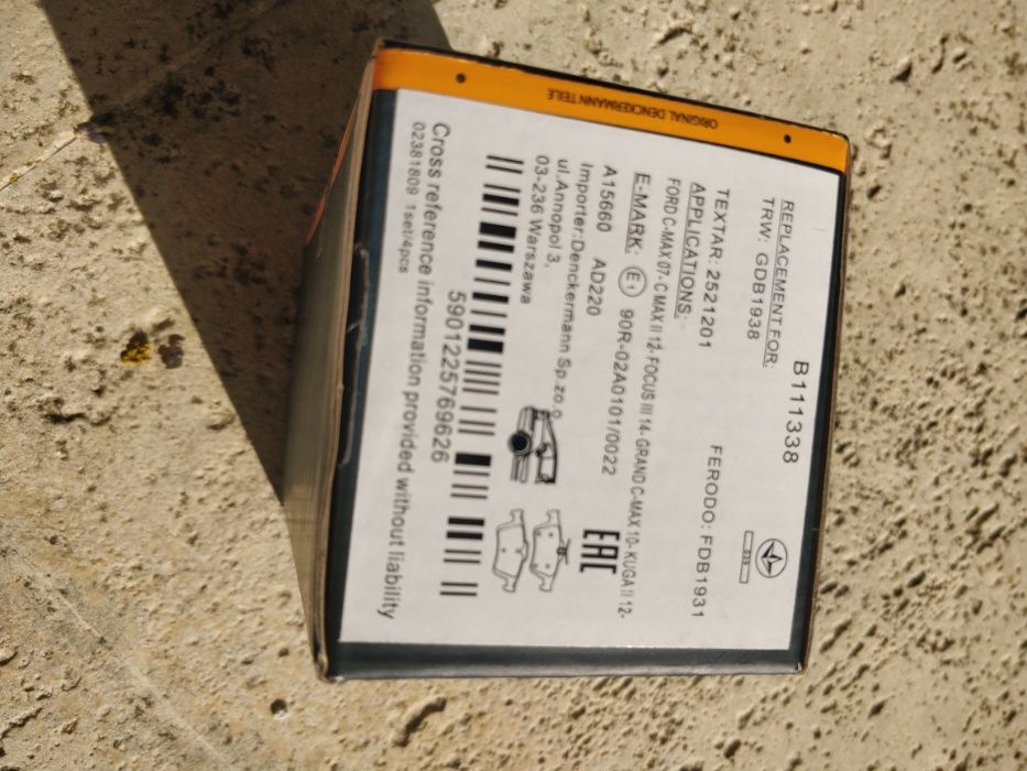 Pastilhas travão Ford Focus, C-Max; Kuga, Volvo