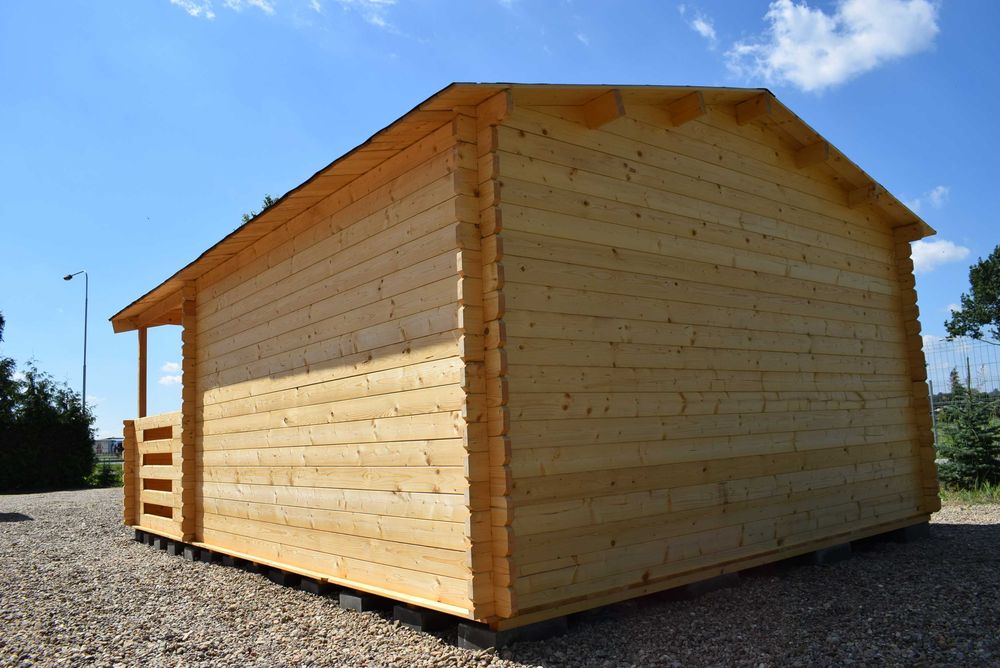 od RĘKI domek z tarasem letniskowy z grubego balika 34 mm*6x4*24m2