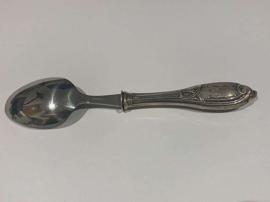 Colher de Bebé/Batizado c/ Cabo em Prata de Lei (Estojo Original)