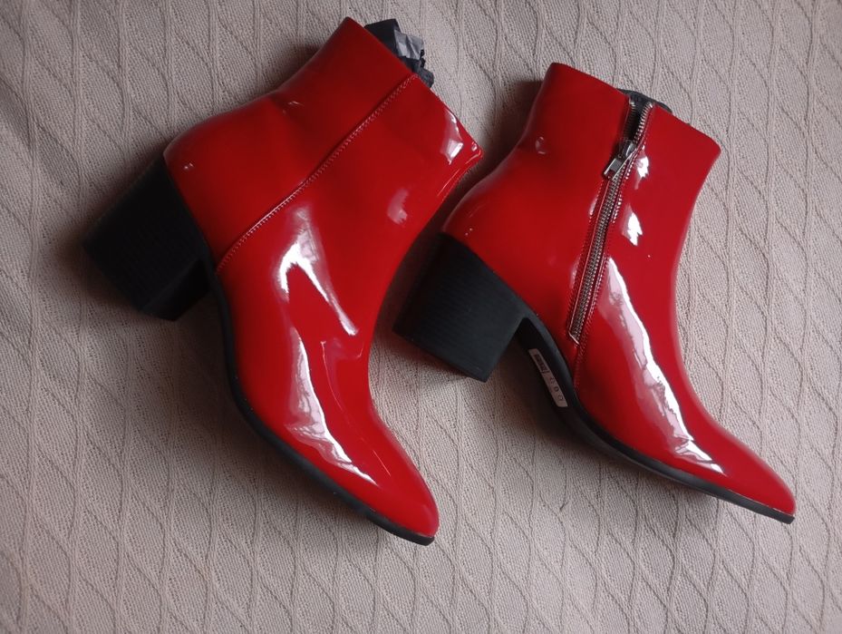 ASOS 46R NOWE czerwone lakierowane botki