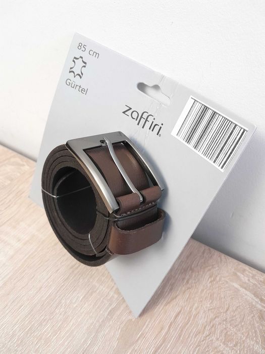 Nowy, solidny męski pasek Zaffiri. Skóra naturalna_brązowy, rozm. 85
