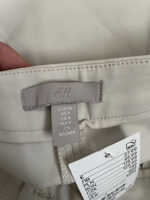 H&M nowe eleganckie cygaretki spodnie nude casual