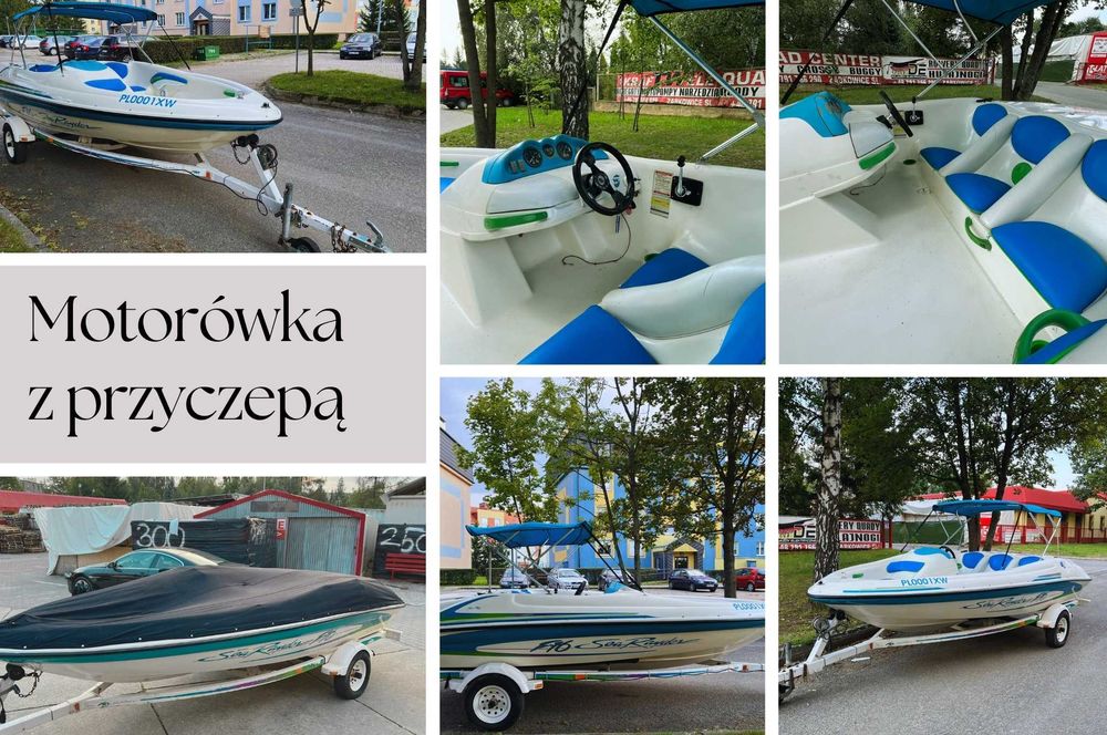 Łódź motorowa 5 os 120KM Zamiana ZAREJESTR. Motorówka Przyczepa Bimini