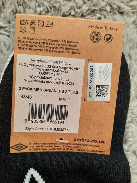 Skarpety Umbro 3-pac rozm 43-46