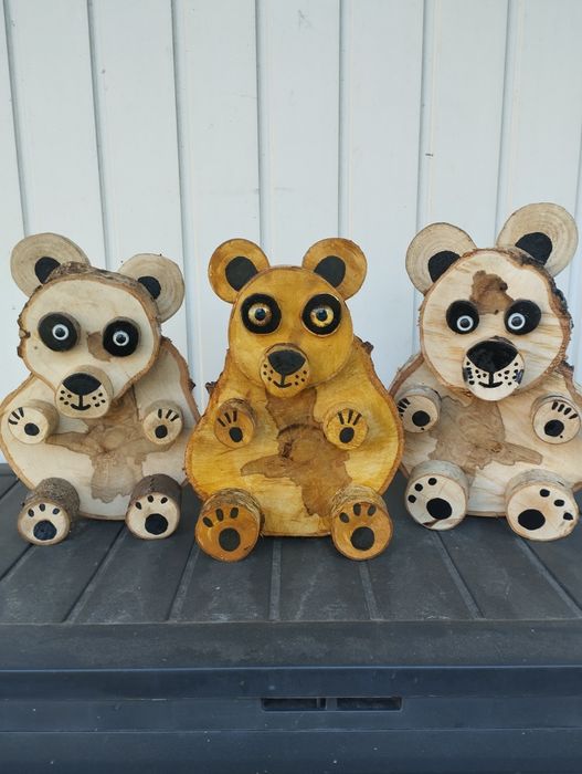 Misie wykonane z  drewna