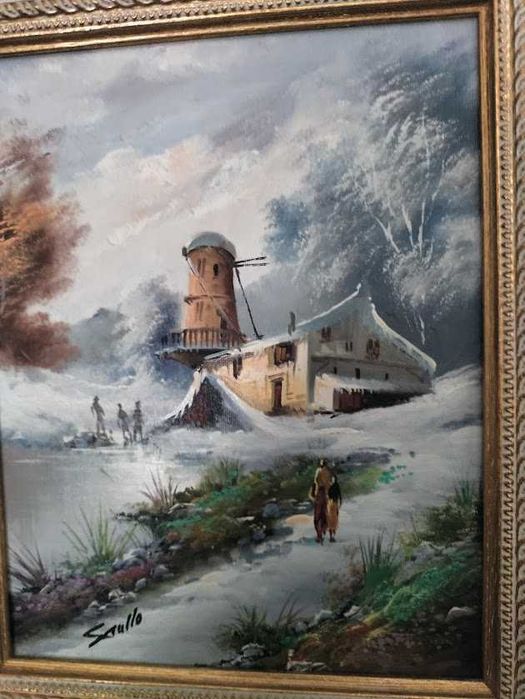Pintura a óleo "Paisagem na Neve", por Saullo