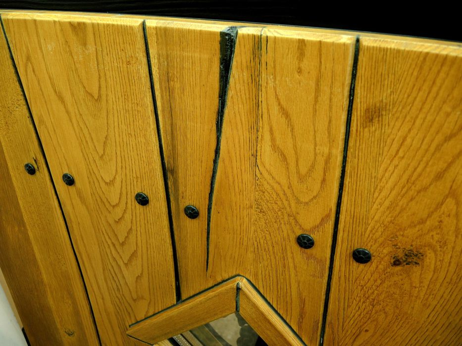 Drzwi DŁUGOSZ drewniane zewnętrzne wejściowe góralskie dębowe GOTOWE