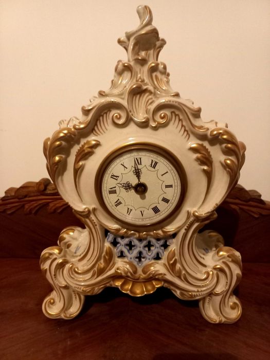 Relogio antigo de mesa ceramica