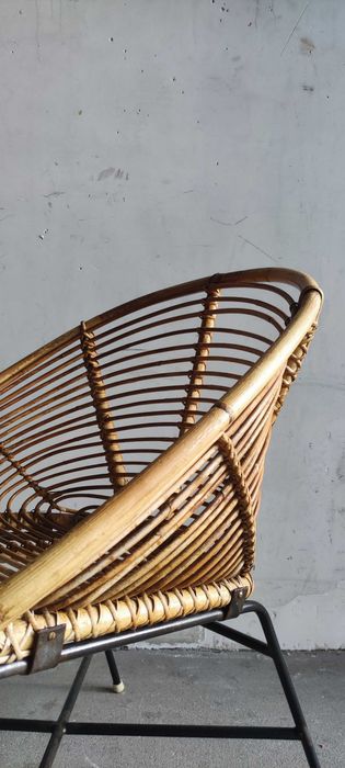 Fotel rattanowy,lata 60