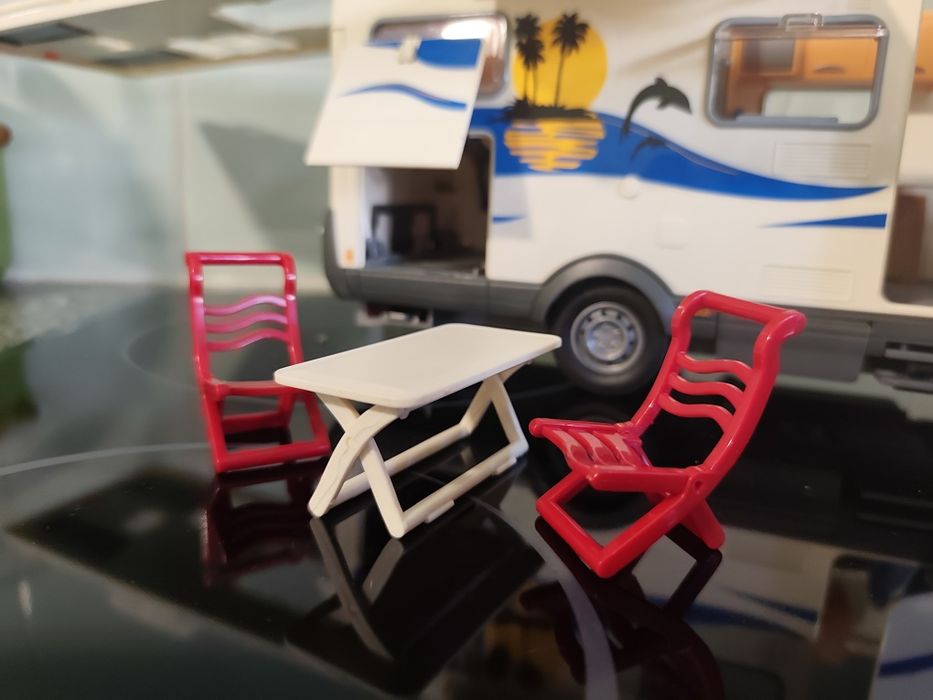 1/18 Autocaravana Hymer camping Majorette com acessórios carro coleção miniatura