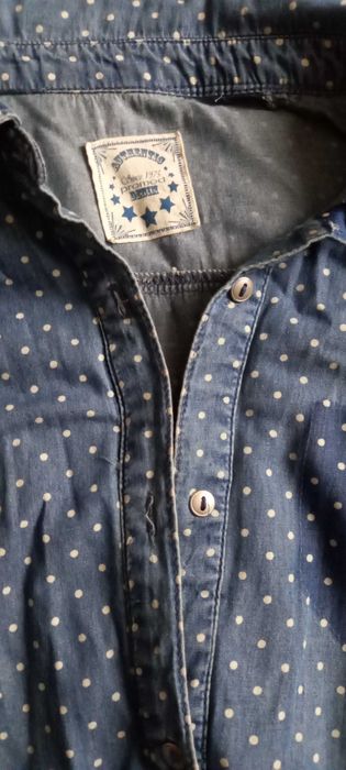 Vintage sukienka dżinsowa Promod M 38 boho hippie groszki lata 70 80