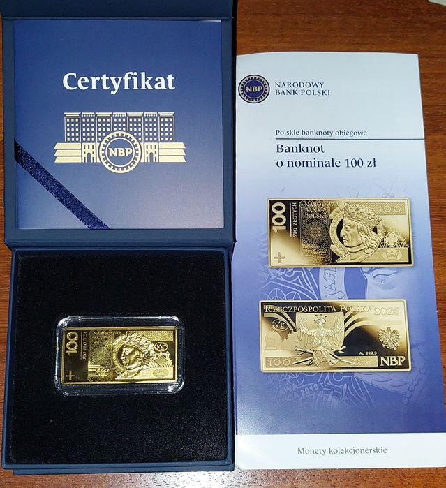 100 zł Polskie Banknoty Obiegowe Jagiełło Moneta Złota Sopot