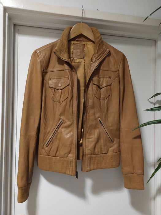 Casaco cabedal, pele genuína, Tam. L