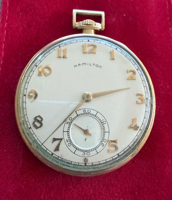 Relógio de Bolso - Hamilton, 14k Gold filled (subst. Hairspring)