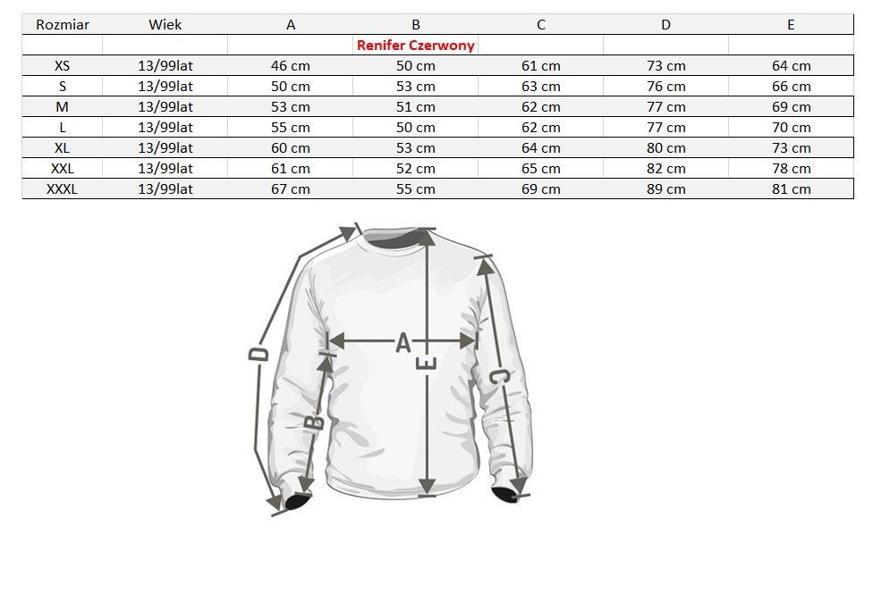 Sweter Świąteczny Renifer Czerwony, rozmiar 3XL